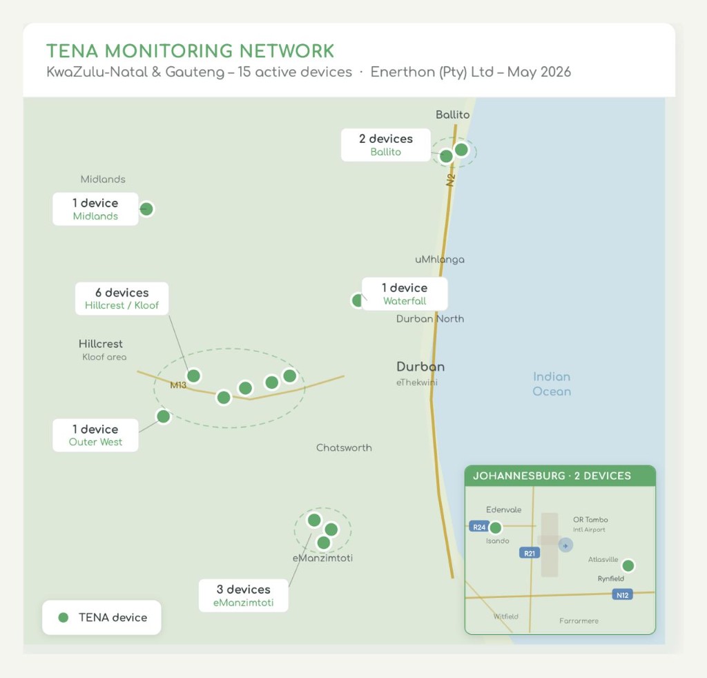 TENA monitoring network map